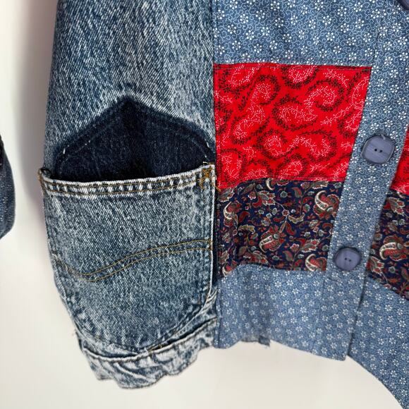 Vintage Jacket SZ Medium/Large Upcycled Handmade Patchwork Denim Quilt Cottage - Picture 8 of 16